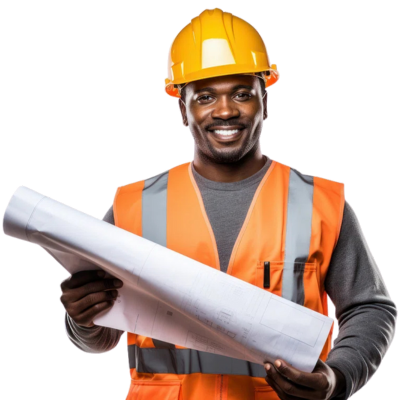 man with structural drawing